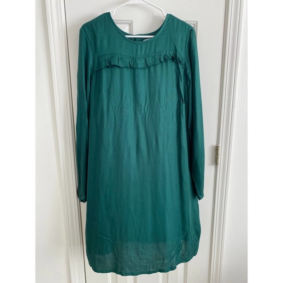 New Old Navy Dress Large Long Sleeve Ruffled Emerald Green - Picture 1 of 10
